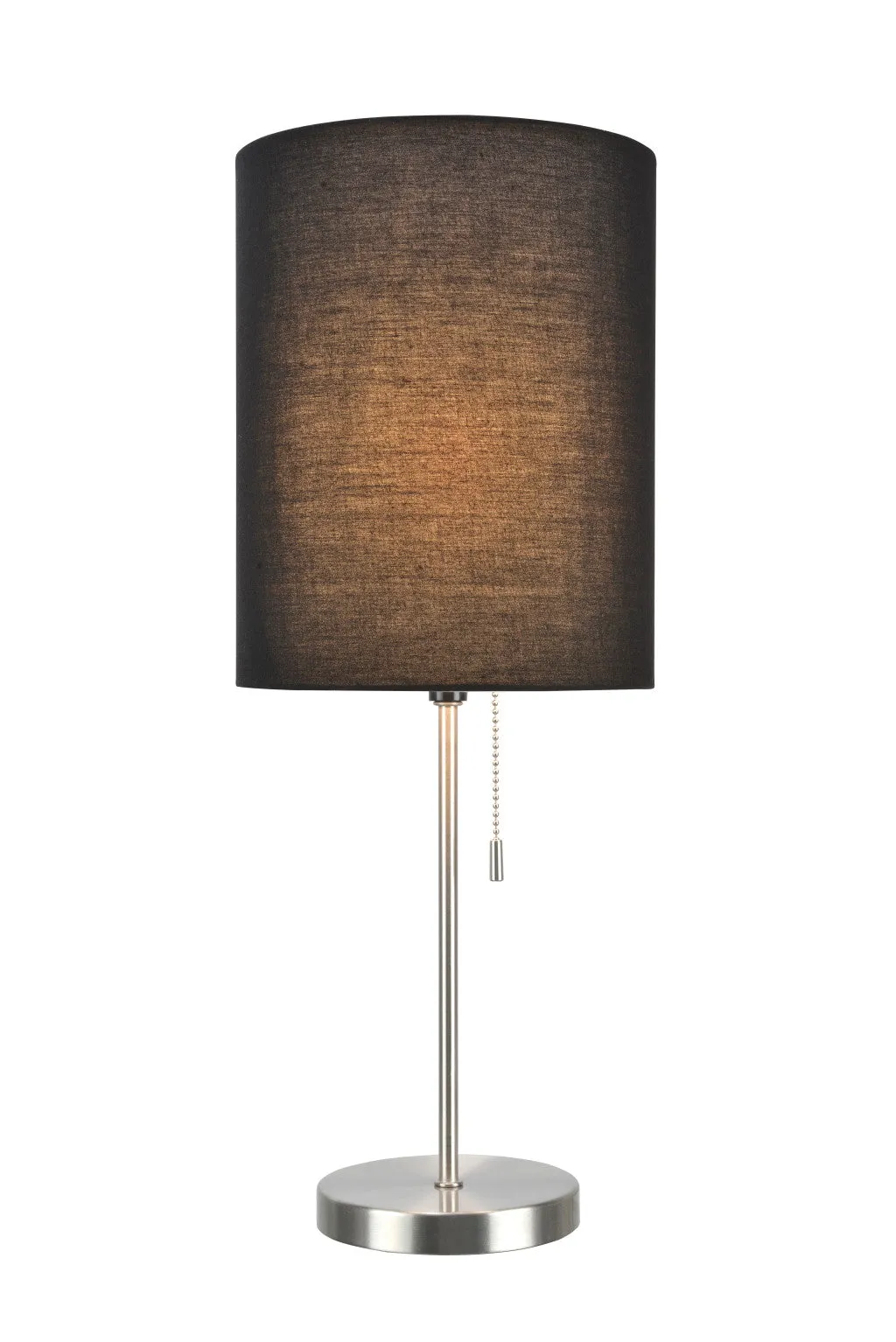 # 40083-3 One Pack Set - 1 Light Candlestick Table Lamp, Contemporary Design, Satin Nickel Finish with Black Shade, 19 1/2" High