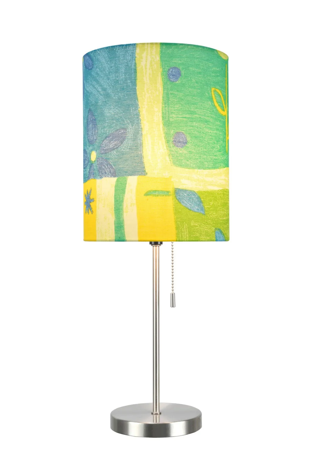 # 40083-4 One Pack Set - 1 Light Candlestick Table Lamp, Contemporary Design, Satin Nickel with Printed Shade, 19 1/2" High
