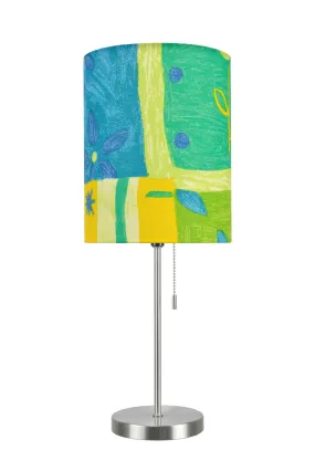 # 40083-4 One Pack Set - 1 Light Candlestick Table Lamp, Contemporary Design, Satin Nickel with Printed Shade, 19 1/2" High