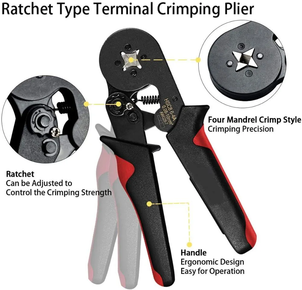 0.08-10mm Tubular Crimping Pliers Tools Set New 1200pcs Terminal Crimping Tools Mini Electrical Pliers HSC8 Precision Clamp Kit