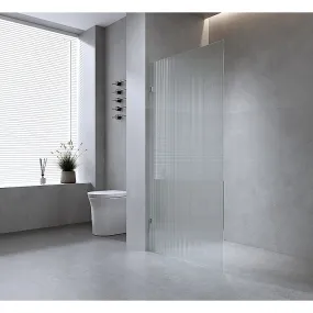 100cm Reeded Single Shower Glass Screen with Black Wall & Floor F Bracket