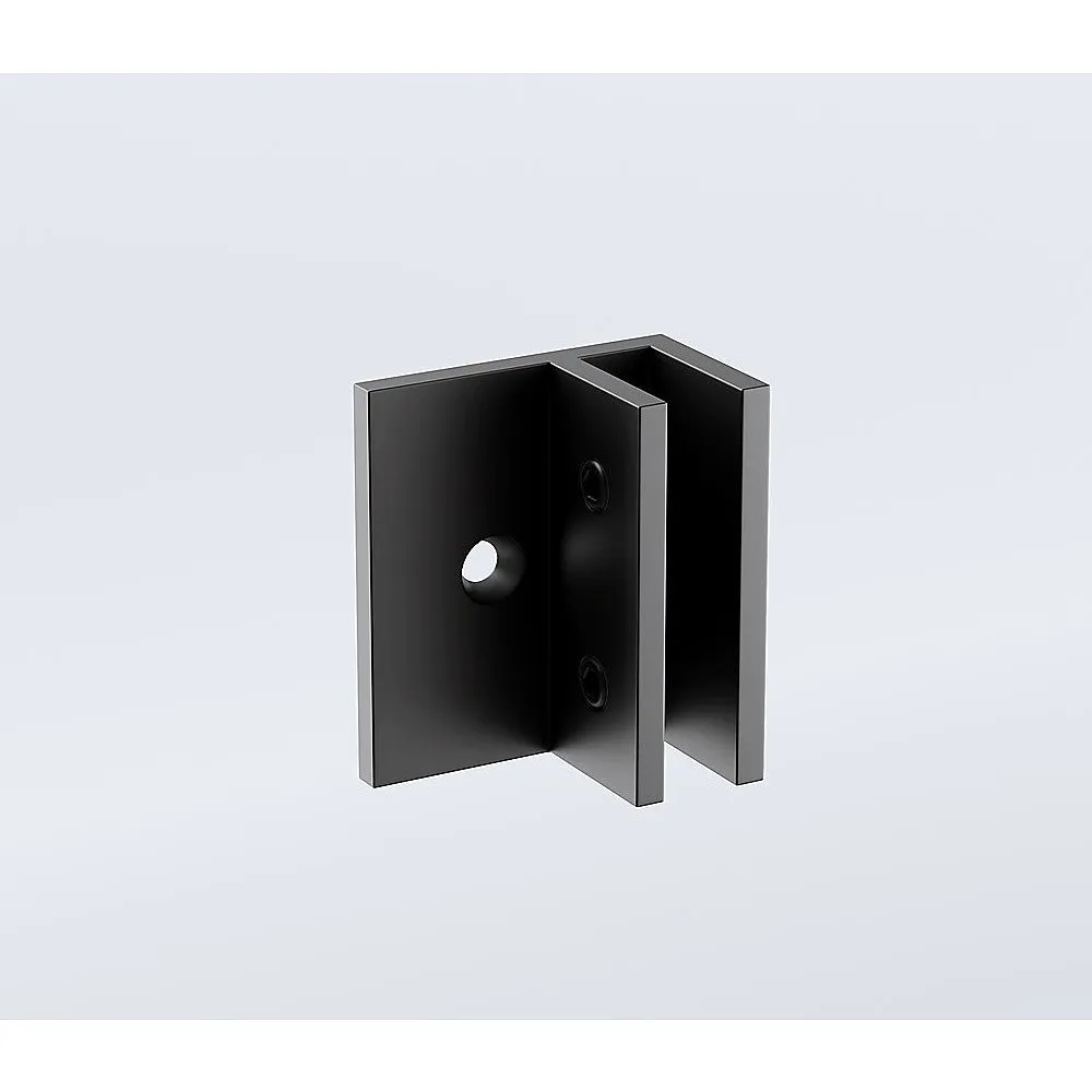 100cm Reeded Single Shower Glass Screen with Black Wall & Floor F Bracket