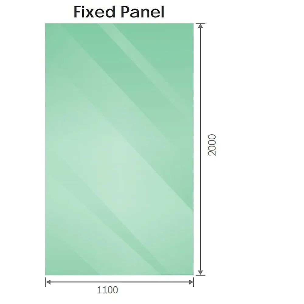 110x200cm Single Shower Glass Screen with White Wall & Floor U Brackets