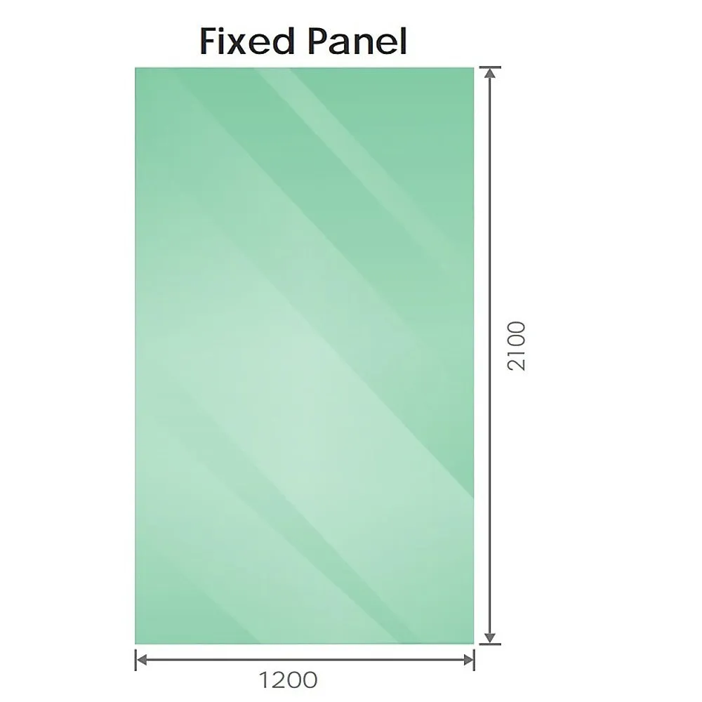 120x210cm Single Shower Glass Screen with Gold Wall & Floor U Brackets