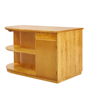 1930s Swedish : flame birchwood rounded corner desk