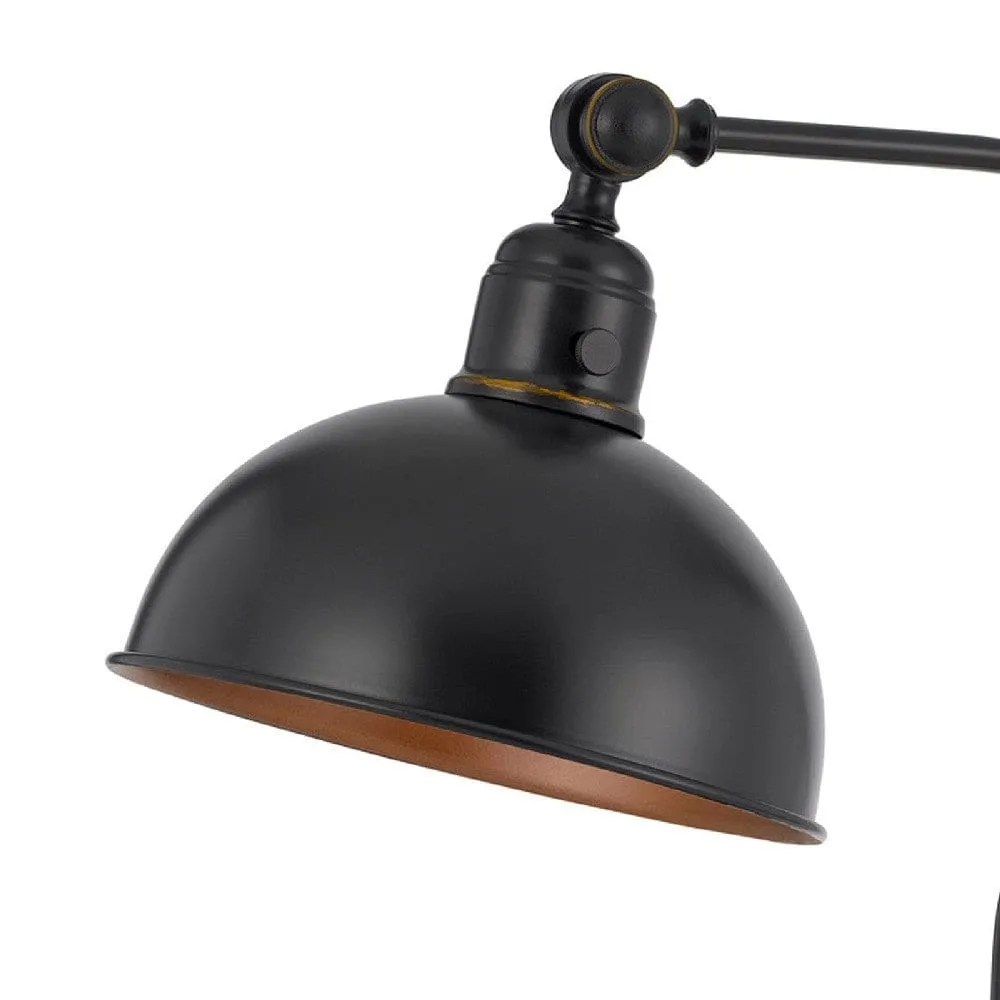 25 Inch Metal Curved Desk Lamp, Adjustable Shade, Bronze Black By Casagear Home