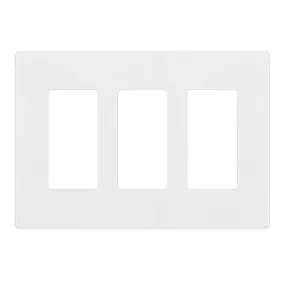 3-Gang Decorator Rocker Screwless Wall Plate White