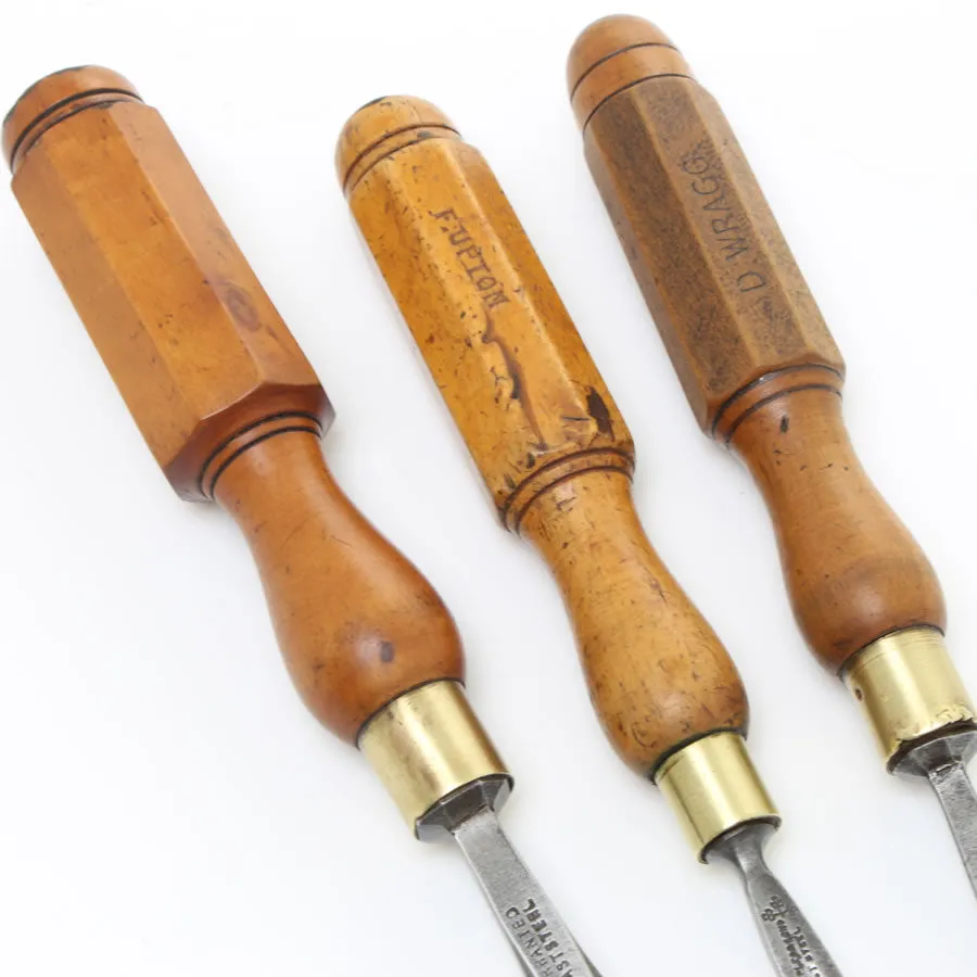 3 Vintage Firmer Tools - Boxwood