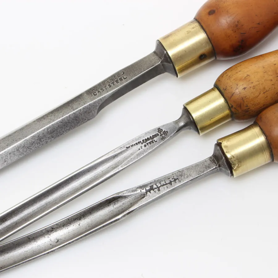 3 Vintage Firmer Tools - Boxwood