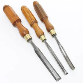 3 Vintage Firmer Tools - Boxwood