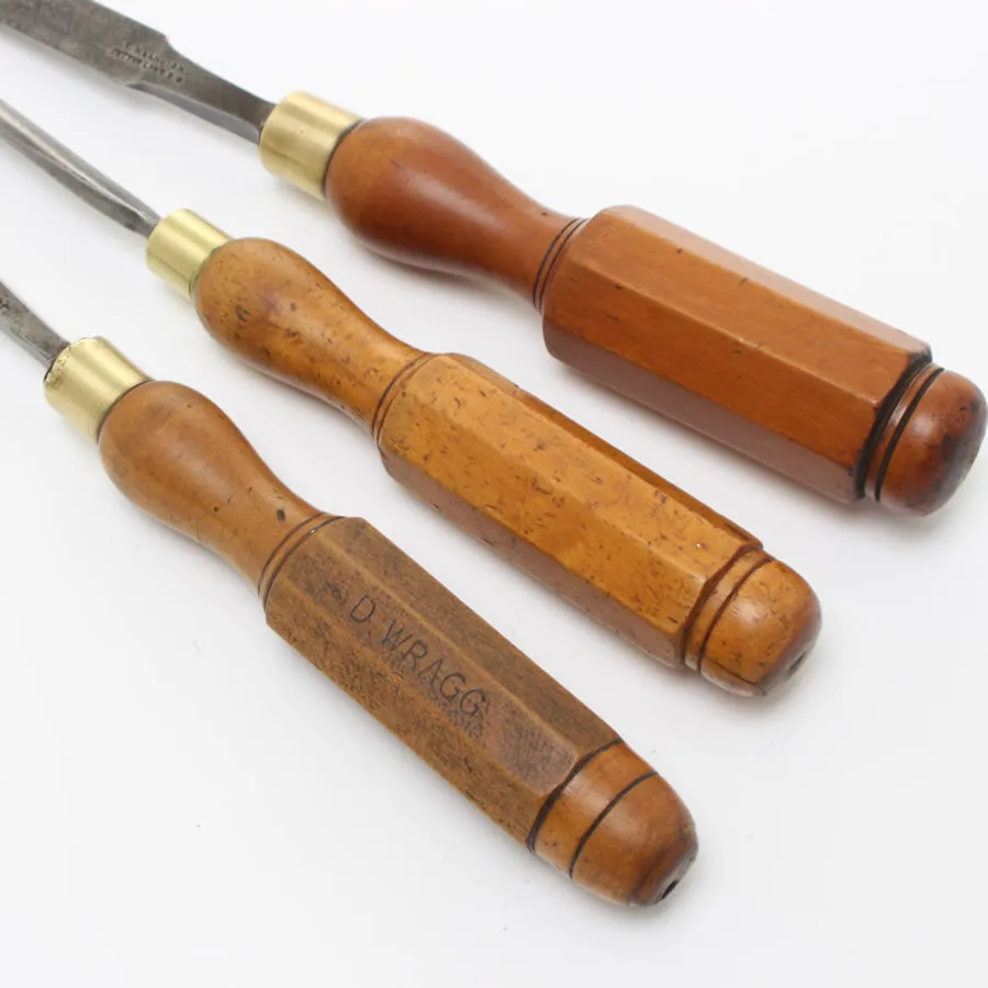 3 Vintage Firmer Tools - Boxwood