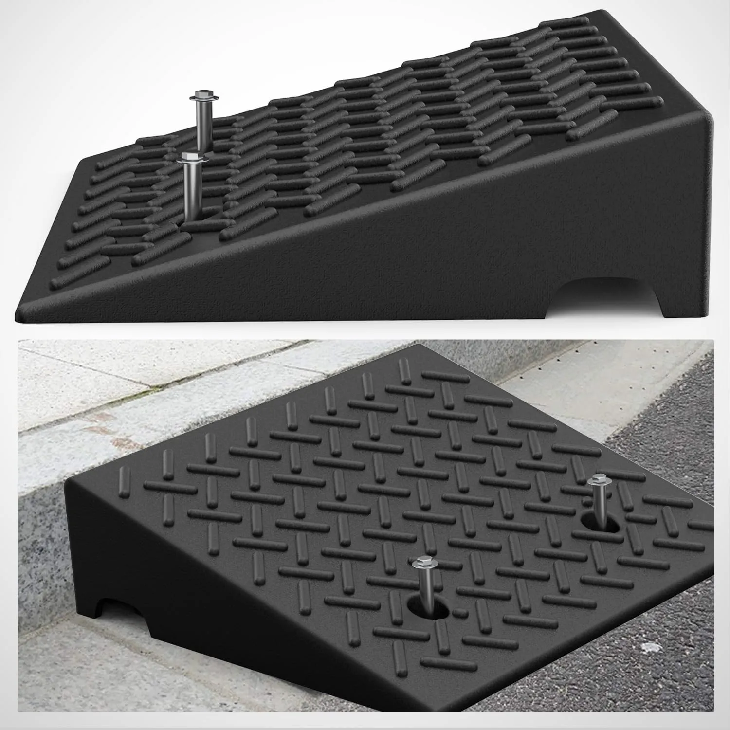 3.9 Inch 7000lbs Load Capacity Rise Height Heavy Duty Rubber Curb Ramp (Pair)