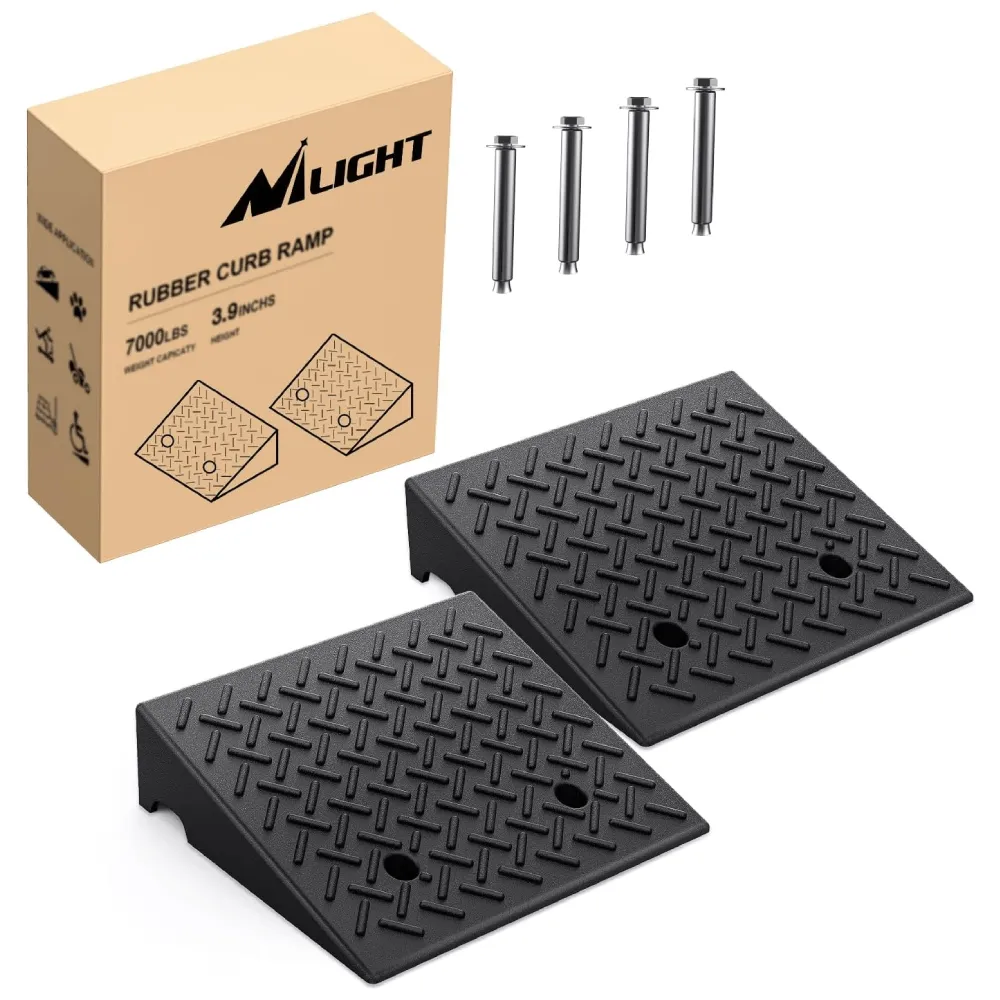 3.9 Inch 7000lbs Load Capacity Rise Height Heavy Duty Rubber Curb Ramp (Pair)