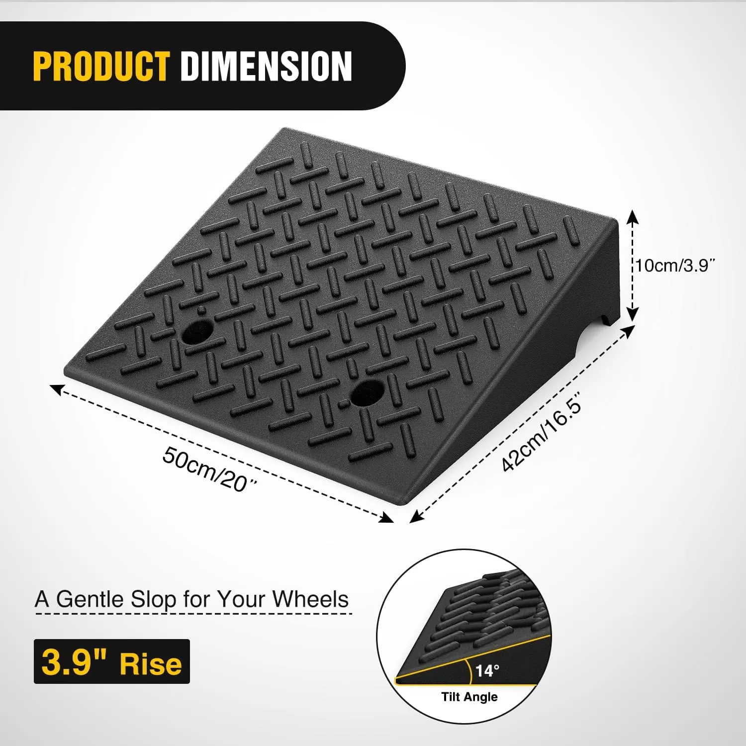3.9 Inch 7000lbs Load Capacity Rise Height Heavy Duty Rubber Curb Ramp (Pair)