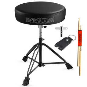 5Core Drum Throne Padded Guitar Stool Adjustable Drummer Seat for Adults & Kids BLACK