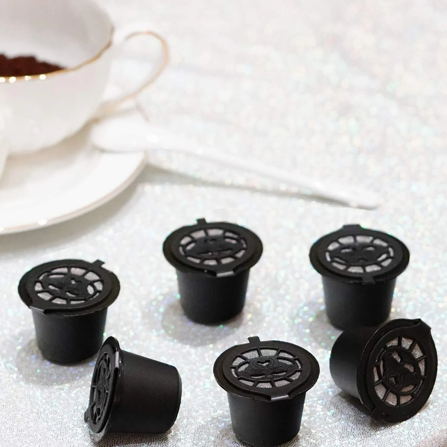 6 Pack Refillable Coffee Capsules Refilling Pods-Nespresso