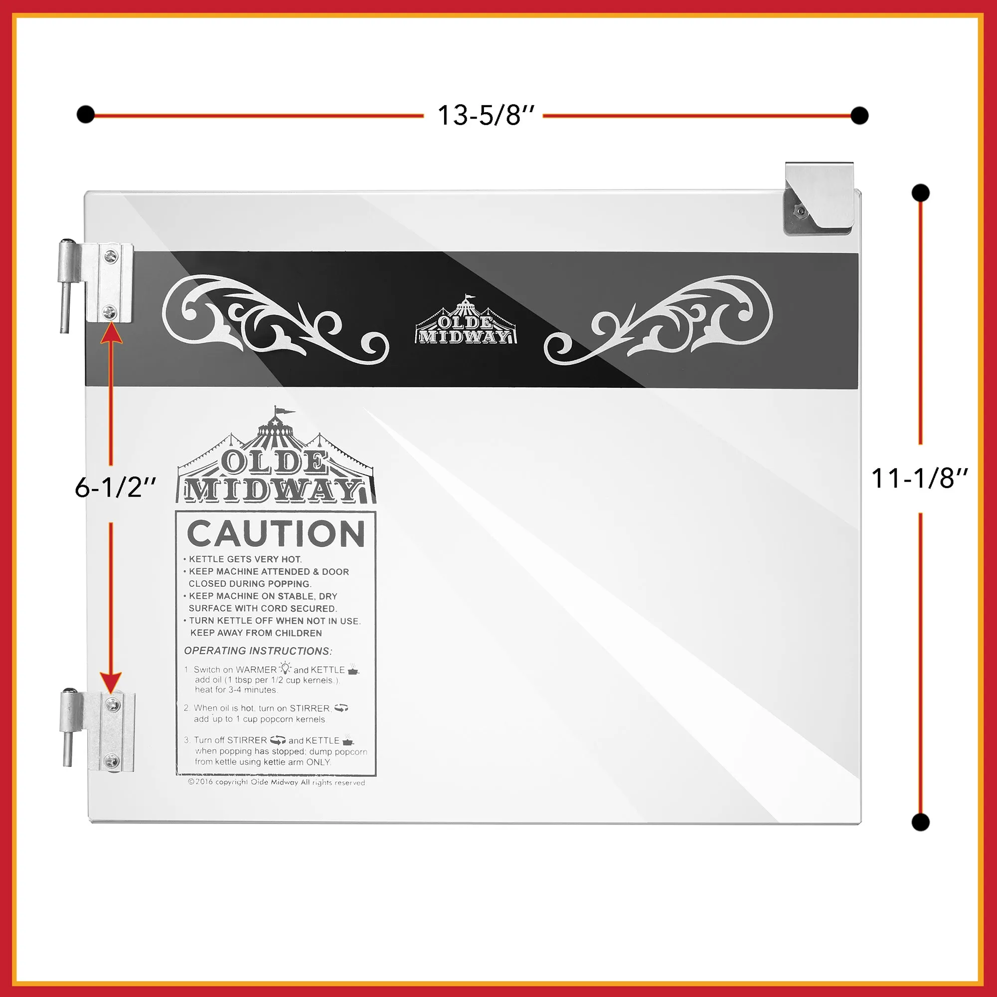 8 oz Popcorn Machine Door Replacement for Olde Midway Commercial Popcorn Popper, Black