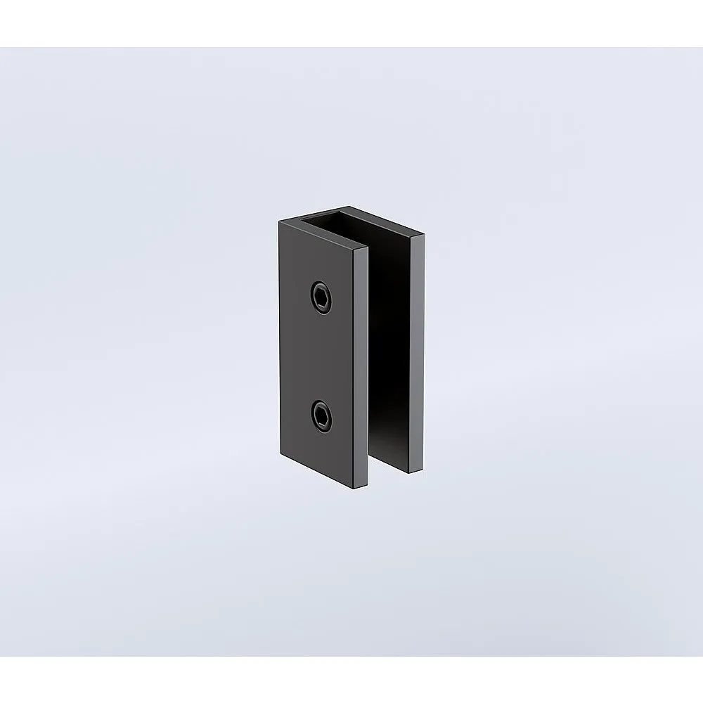 80x200cm Single Shower Glass Screen with Black Wall U-Brackets
