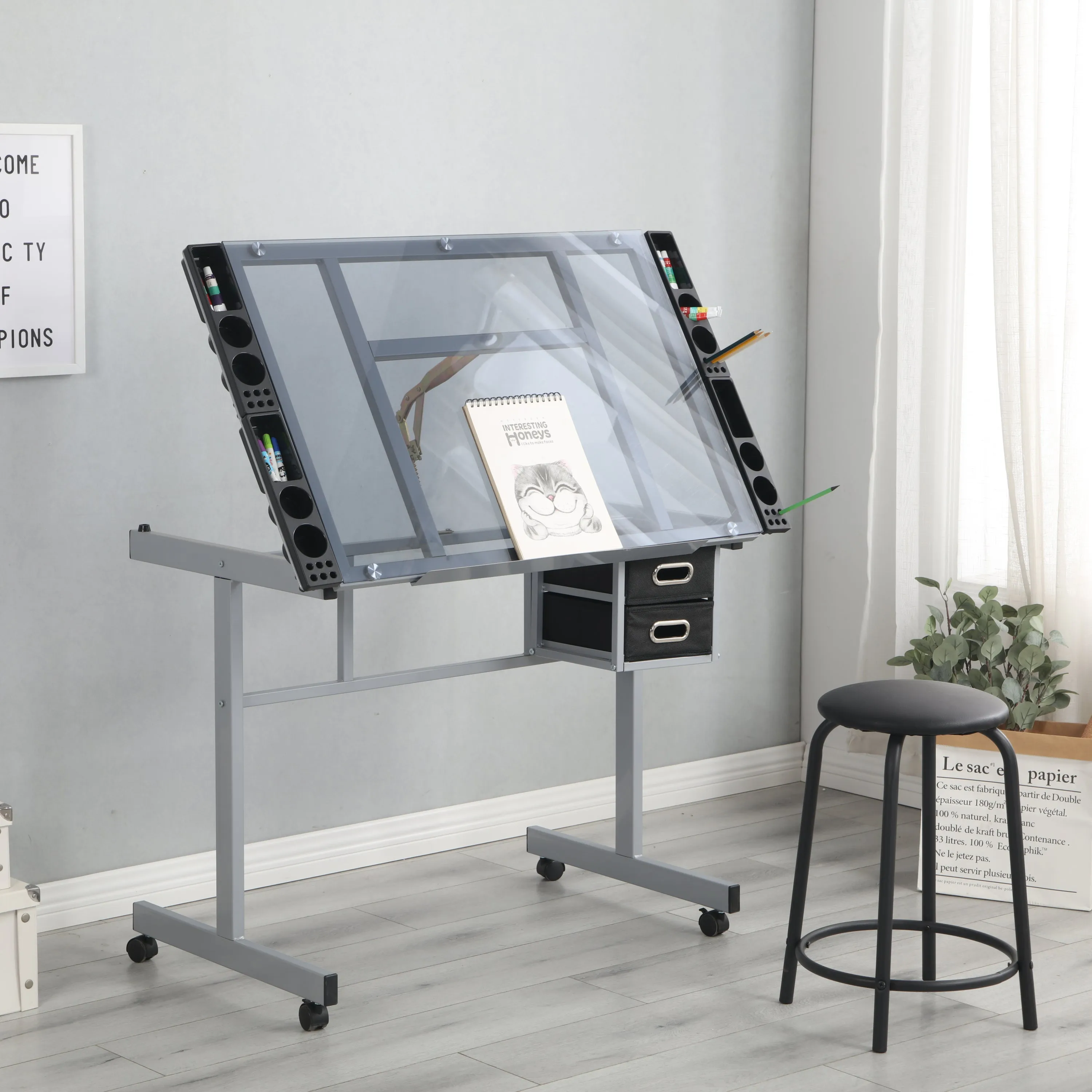 Adjustable Art Drawing Desk Craft Station Drafting