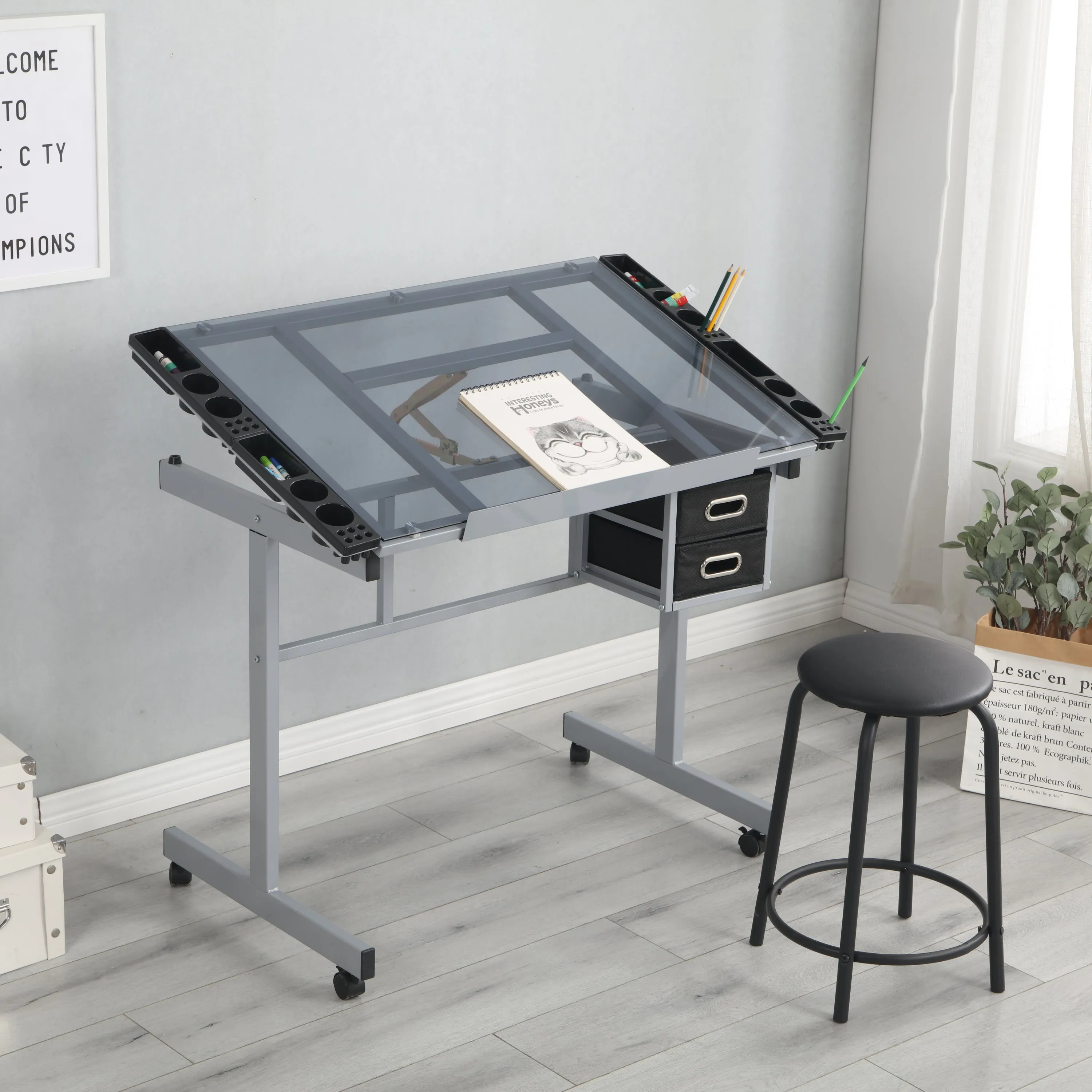 Adjustable Art Drawing Desk Craft Station Drafting