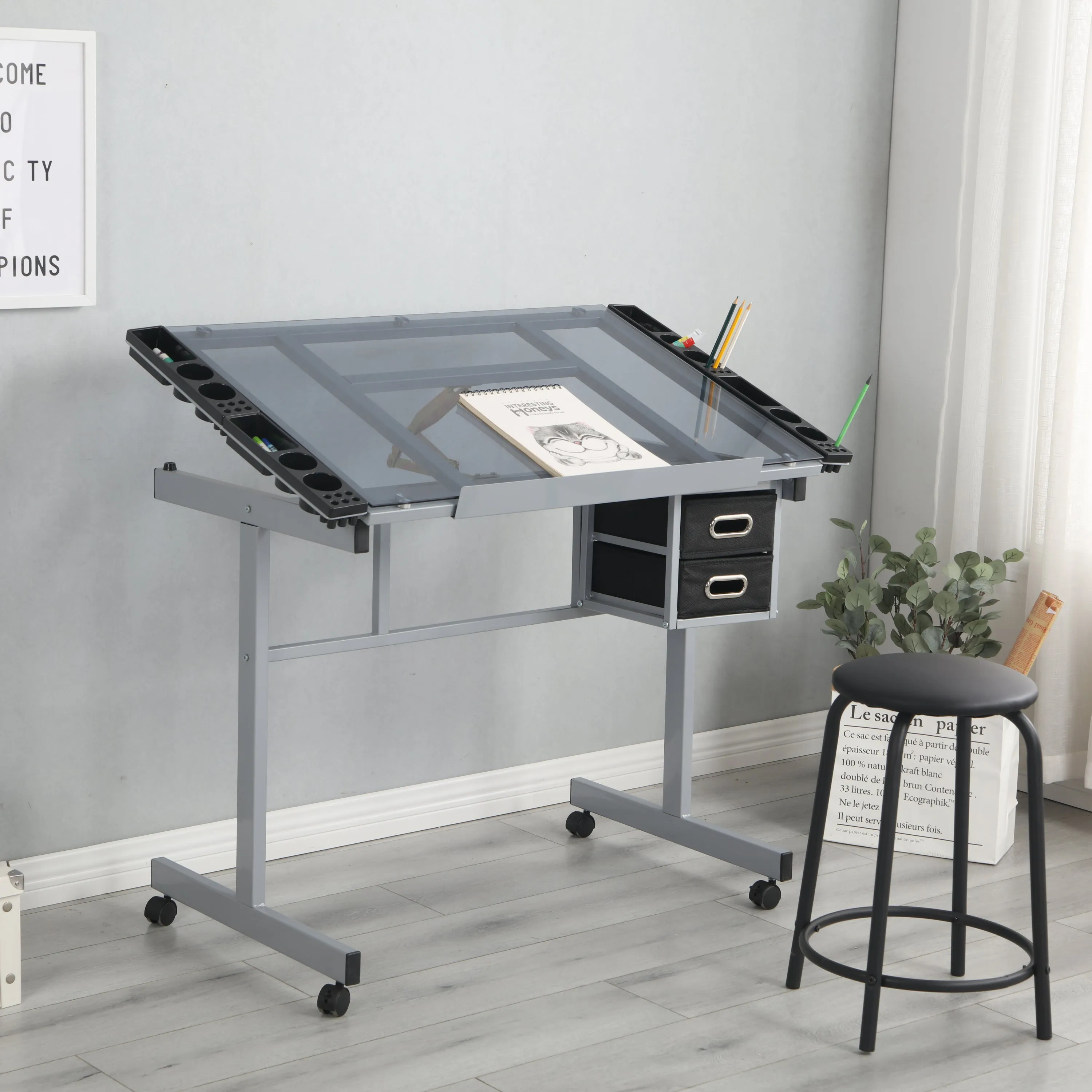 Adjustable Art Drawing Desk Craft Station Drafting