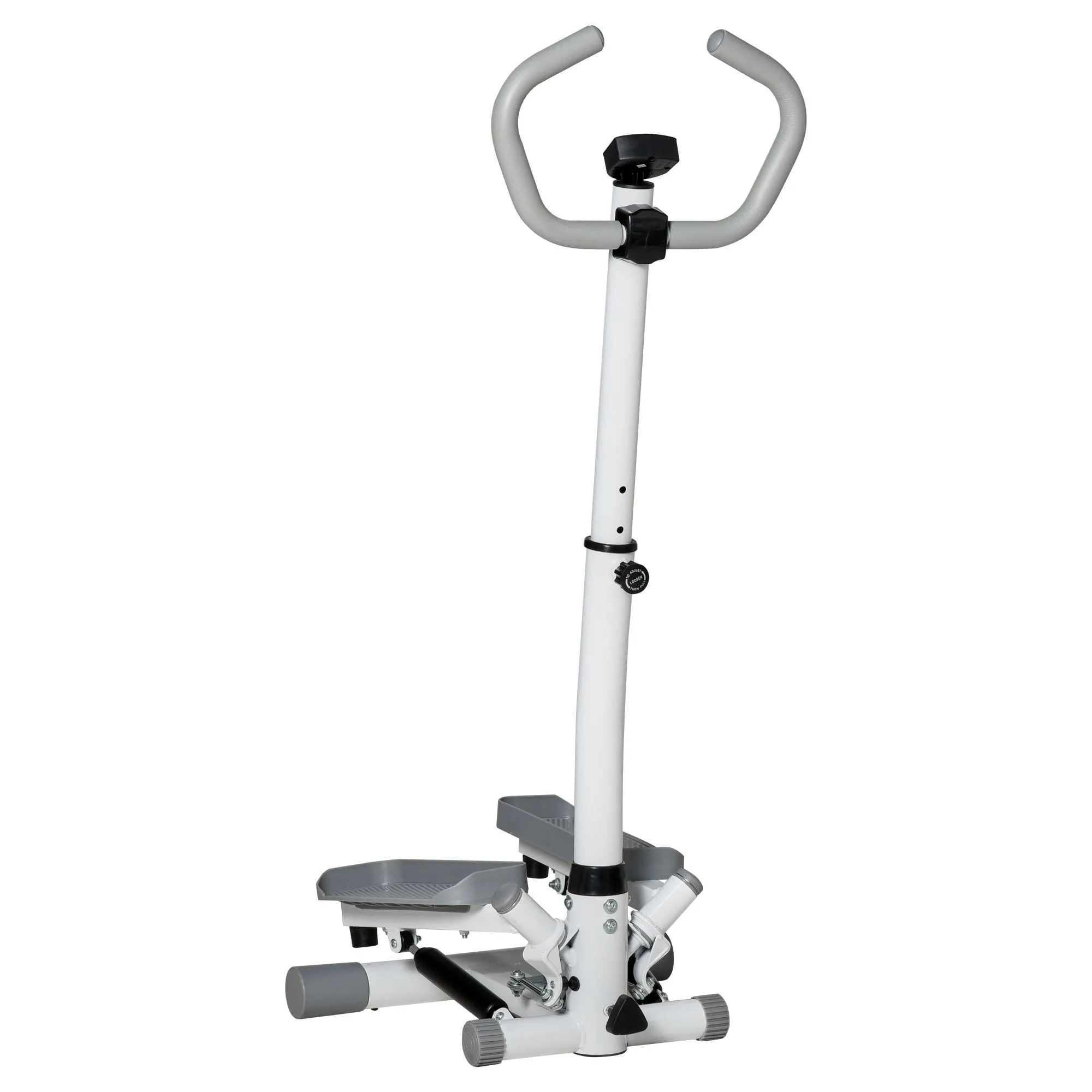 Adjustable Twist Stepper Aerobic Ab Exercise Fitness Workout Machine w/ Elastic Bands, LCD Screen, Height Adjust Handlebars for Home Gym
