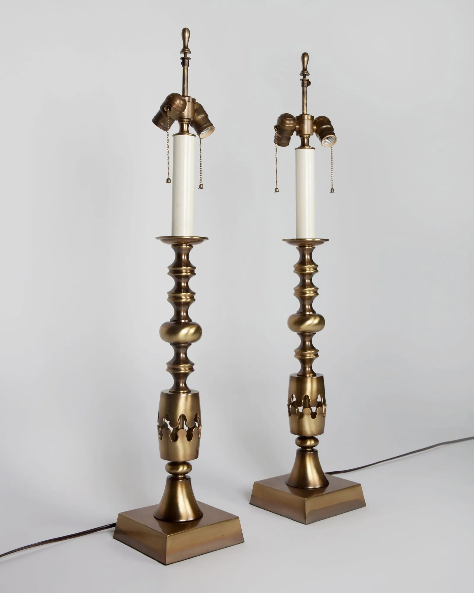 Aged Brass Baluster Form Lamps