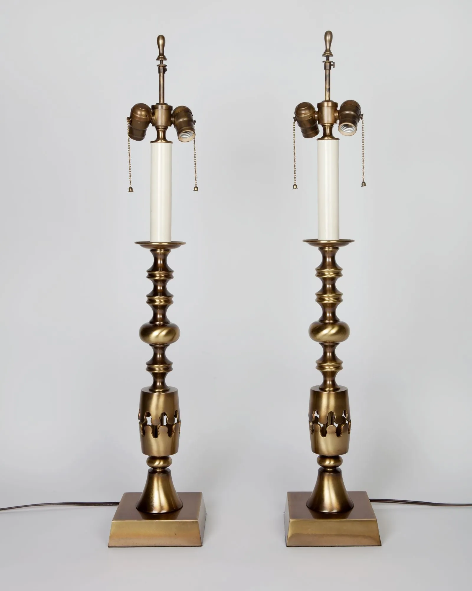 Aged Brass Baluster Form Lamps