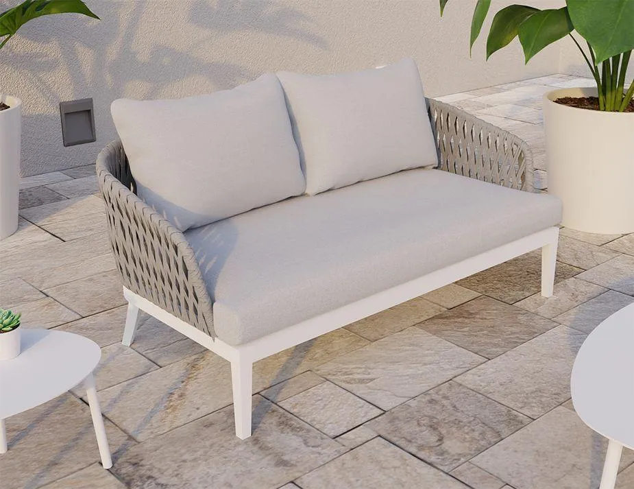 Alma Lounge Chair - Outdoor - Two Seater - White - Light Grey Cushion