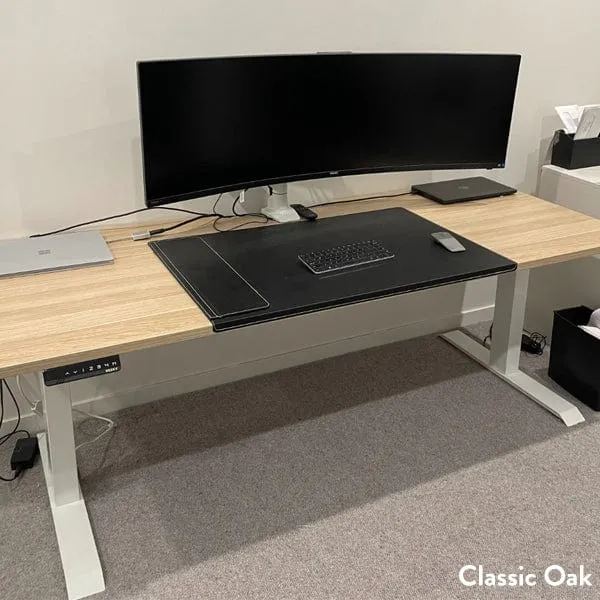 Almost Perfect Desky Dual Scalloped Melamine Sit Stand Desk