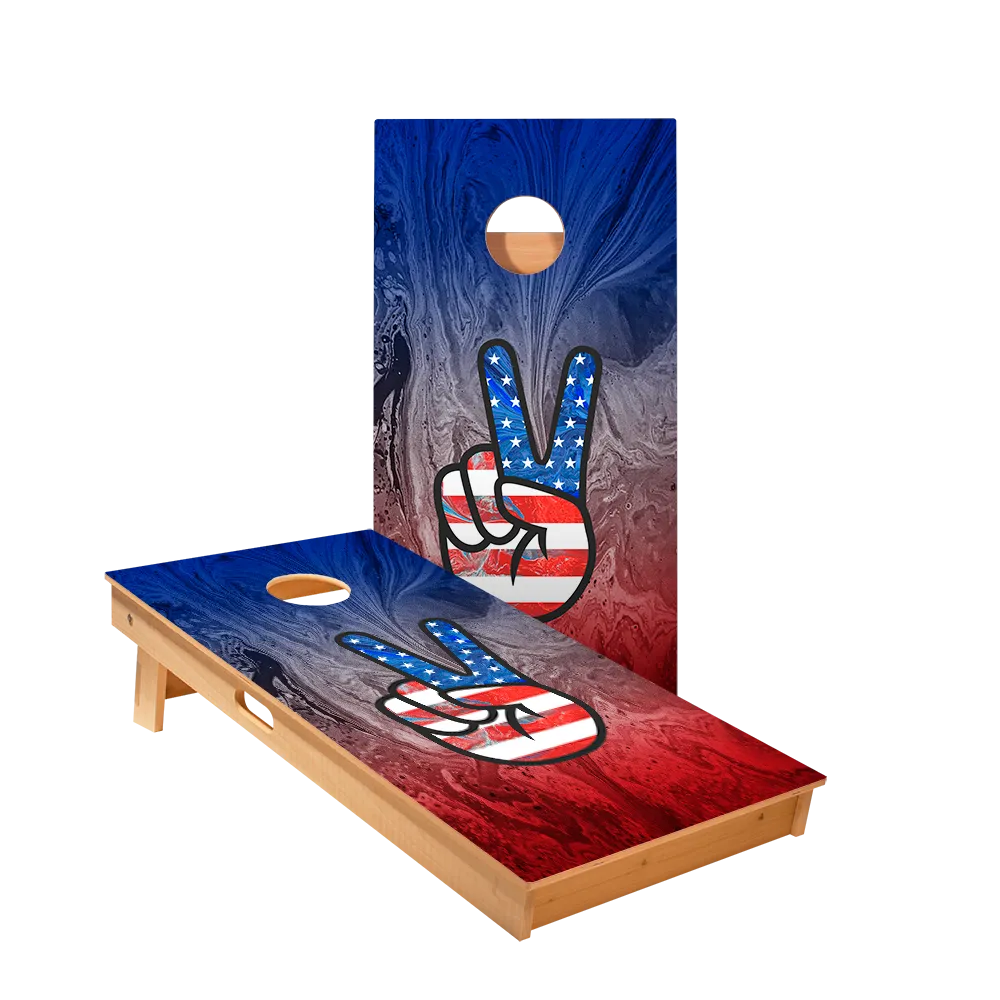 American Flag Peace Sign Star Cornhole Boards