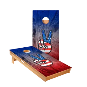 American Flag Peace Sign Star Cornhole Boards