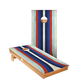 American Moto Curved Stripes Star Cornhole Boards