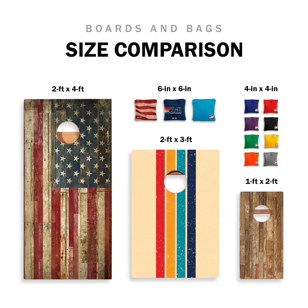American Moto Curved Stripes Star Cornhole Boards