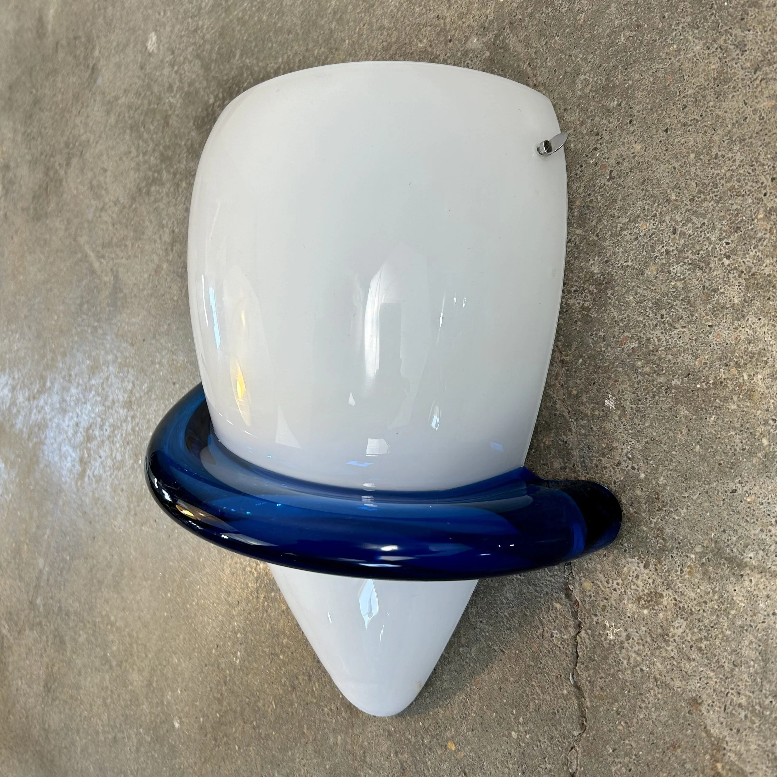 Art Glass Wall Light, Sconce, Milk Glass, Blue Glass, Signed by Artist