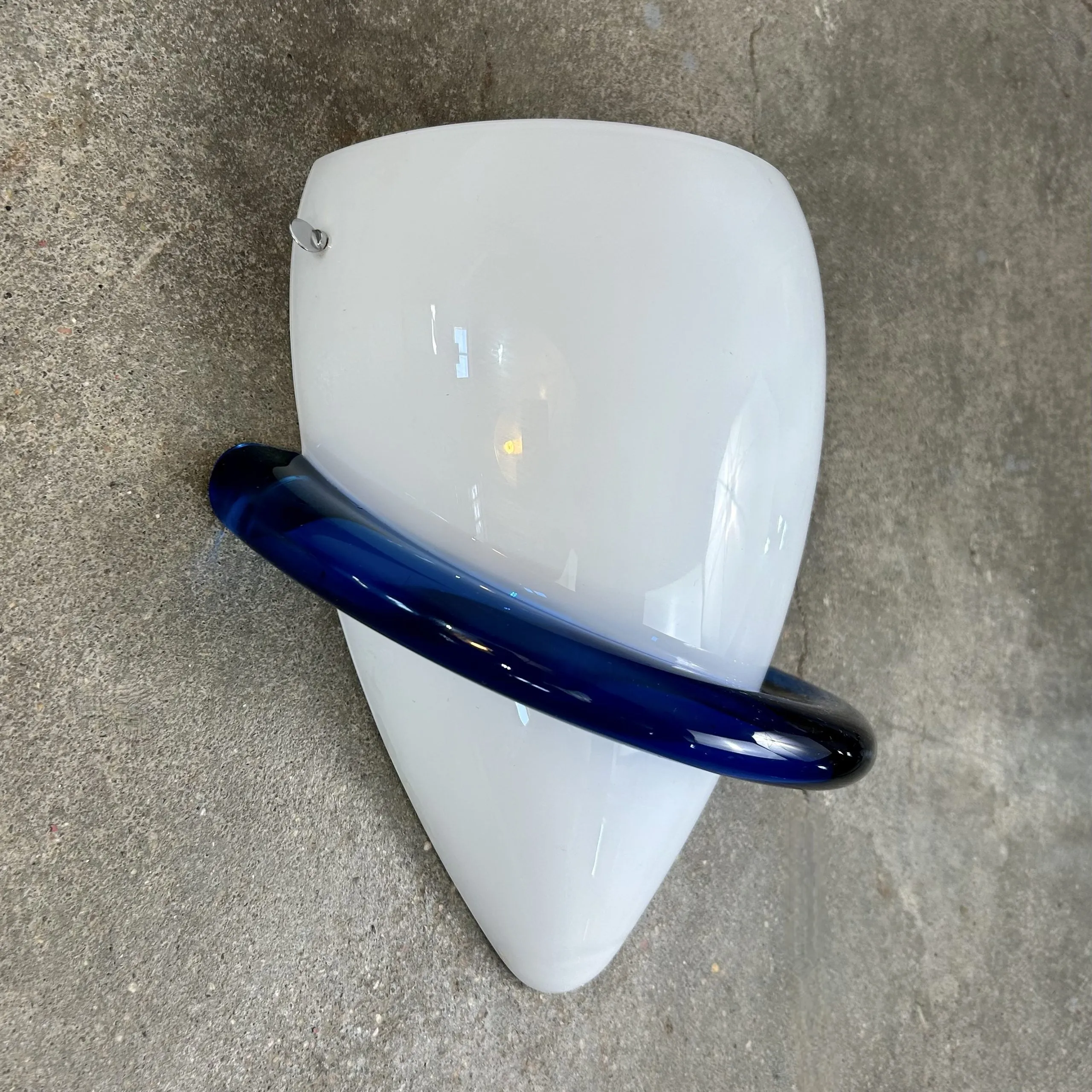 Art Glass Wall Light, Sconce, Milk Glass, Blue Glass, Signed by Artist
