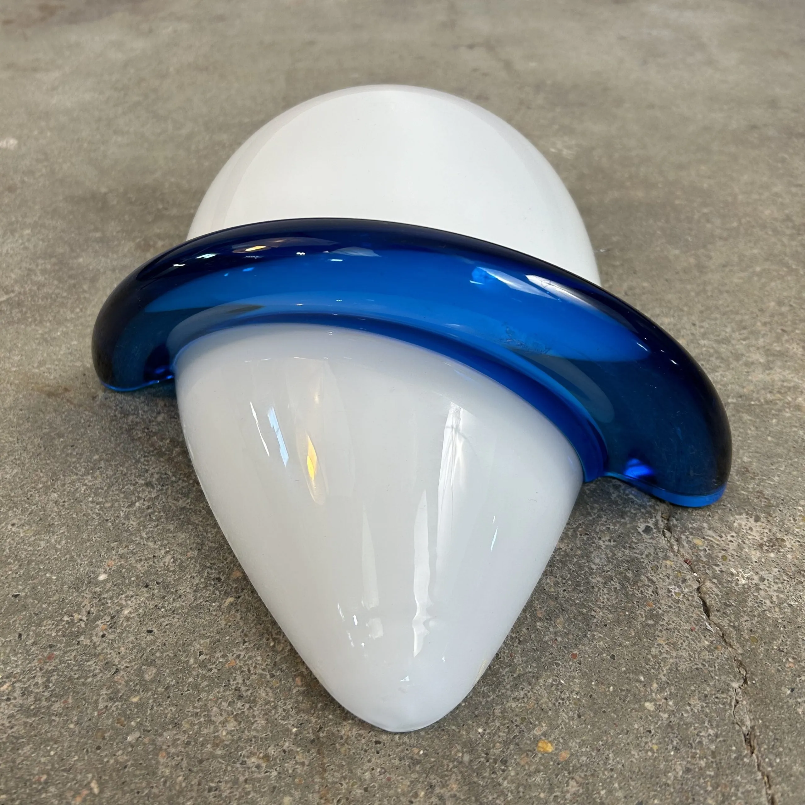 Art Glass Wall Light, Sconce, Milk Glass, Blue Glass, Signed by Artist