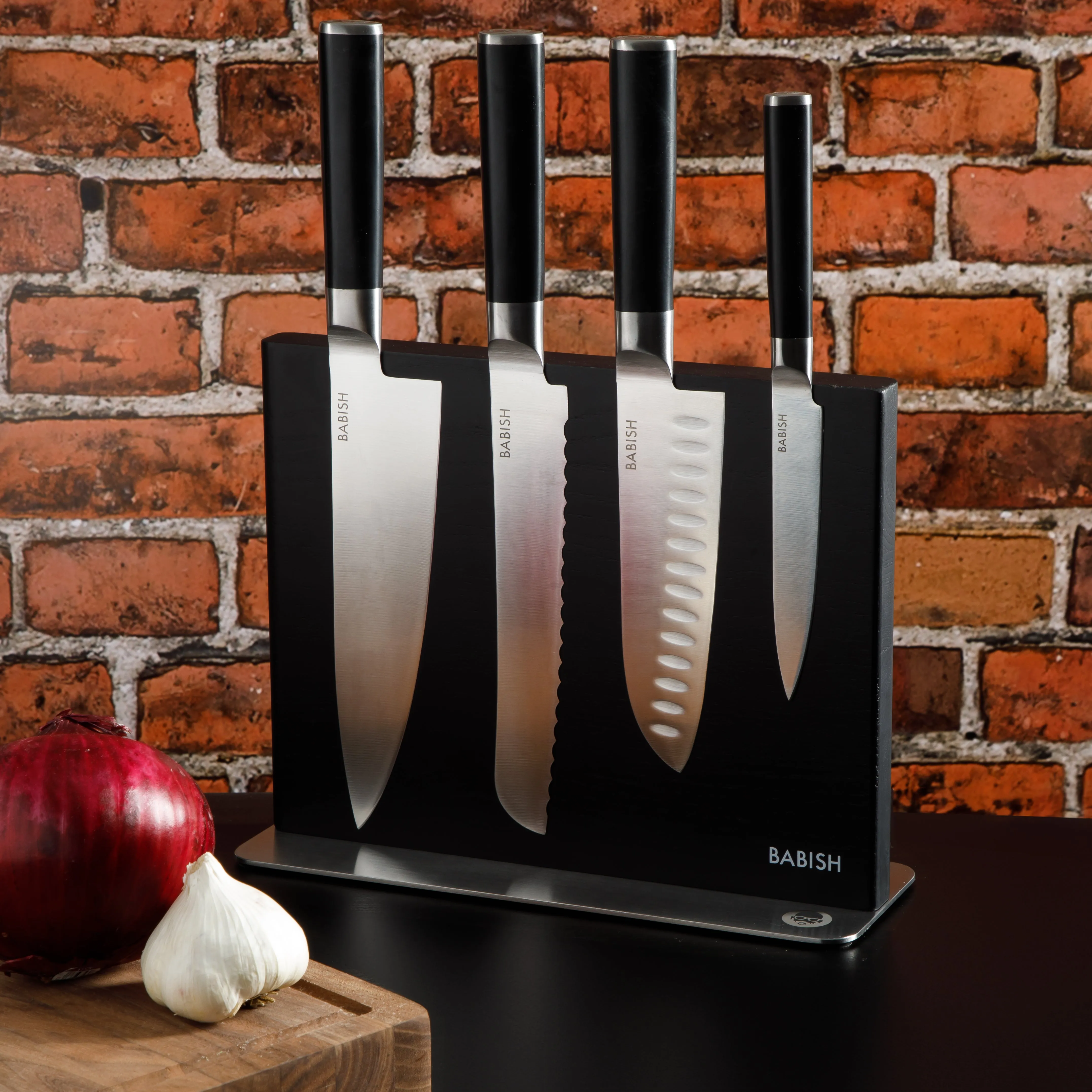 Babish 5 Piece German Steel Magnetic Knife Block Set