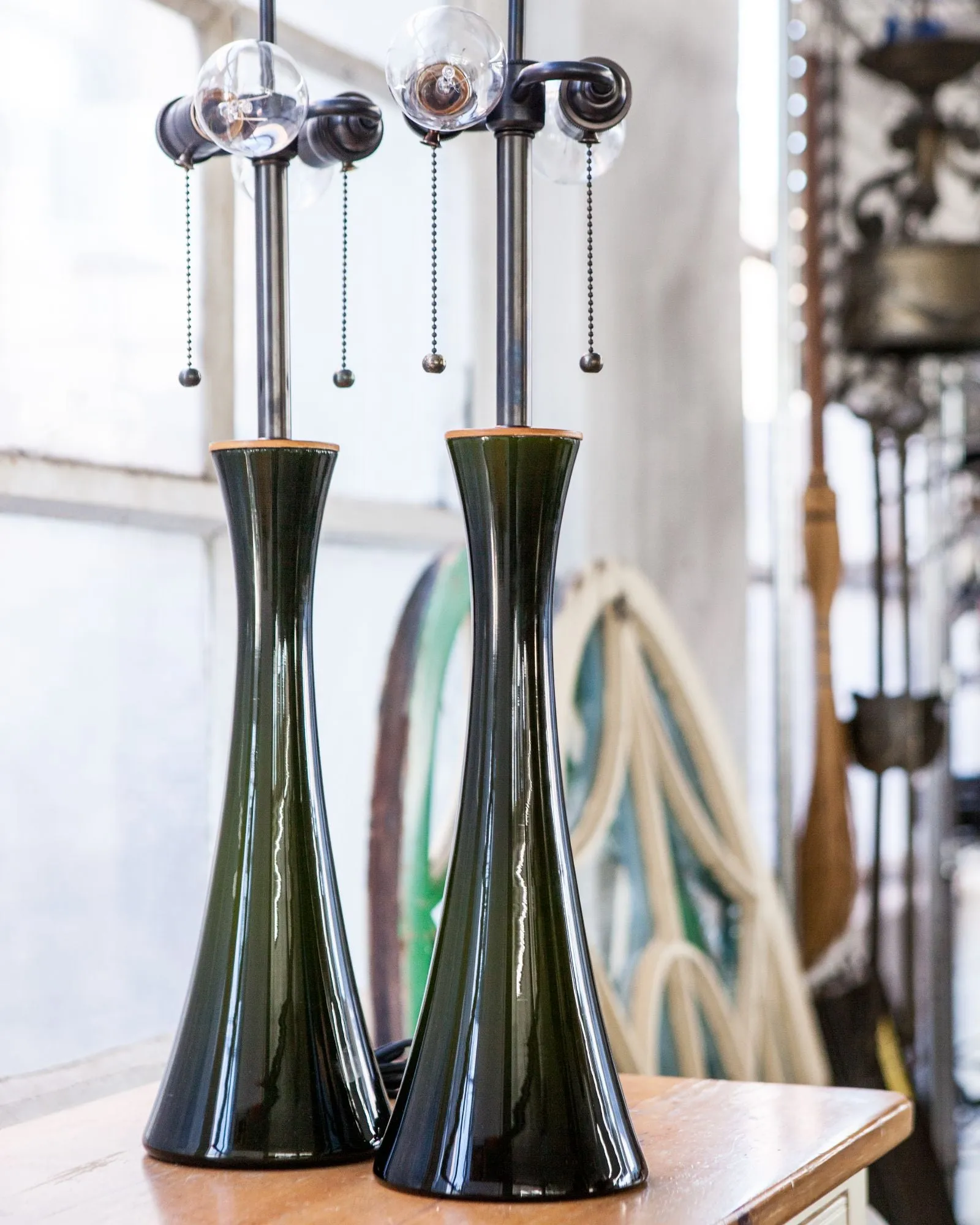 Bergboms Green Glass Table Lamps
