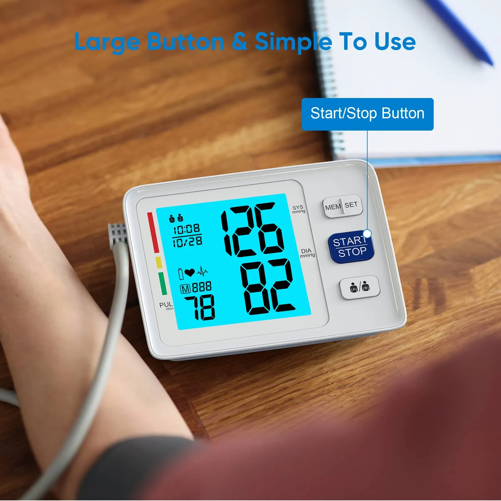 Blood Pressure Monitor for Home Use Extra Large Cuff Automatic Digital Blood Pressure Machine 9-17''&13-21''Adjustable Blood Pressure Cuff- Backlit Display 2x500 Memories 4AAA Batteries Carrying Case1