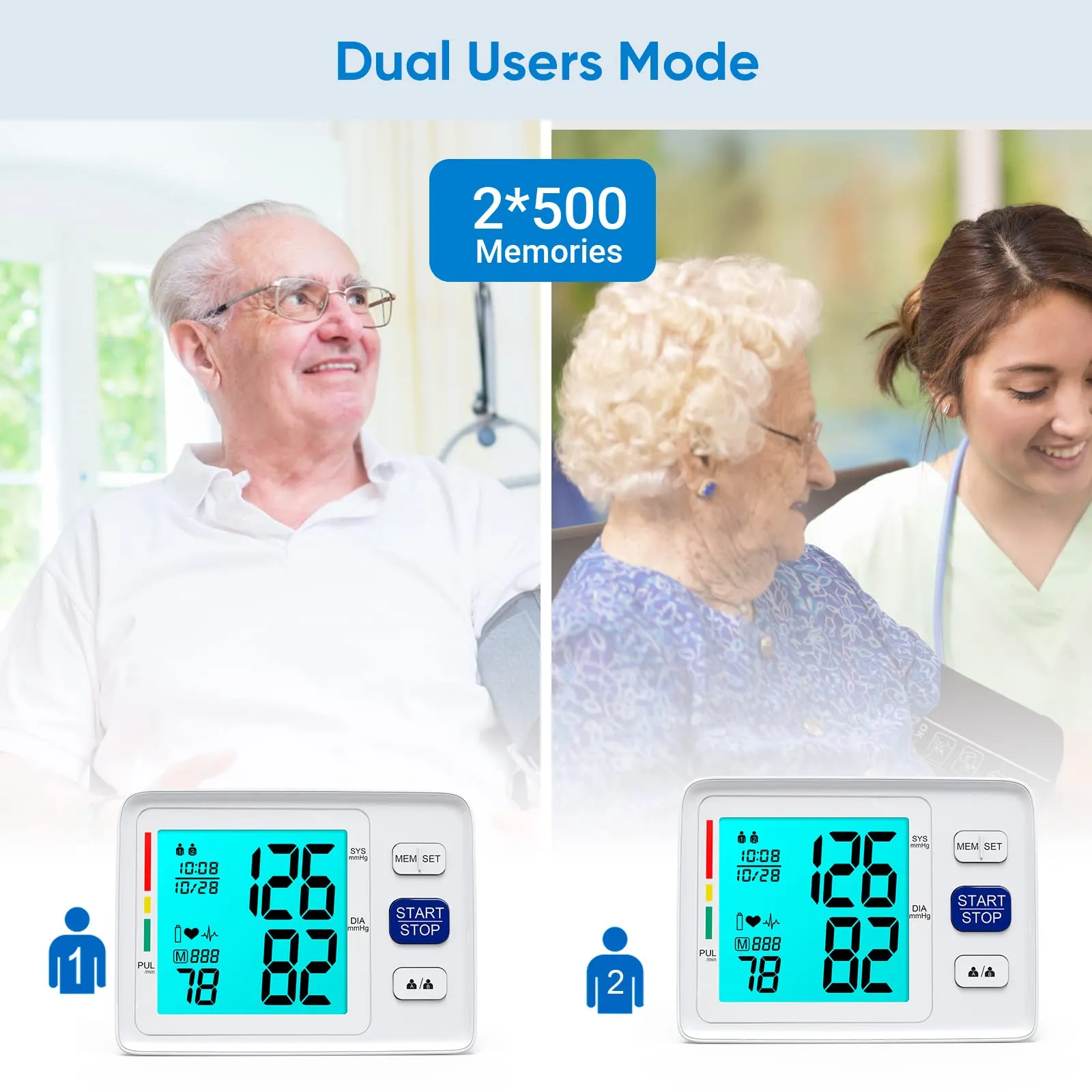 Blood Pressure Monitor for Home Use Extra Large Cuff Automatic Digital Blood Pressure Machine 9-17''&13-21''Adjustable Blood Pressure Cuff- Backlit Display 2x500 Memories 4AAA Batteries Carrying Case1