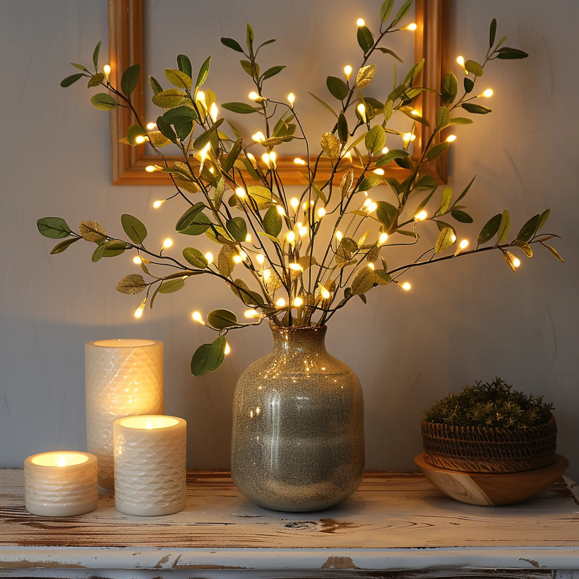 BloomBranch Light - Dekorative Künstliche Eukalyptuszweig LED Lichter