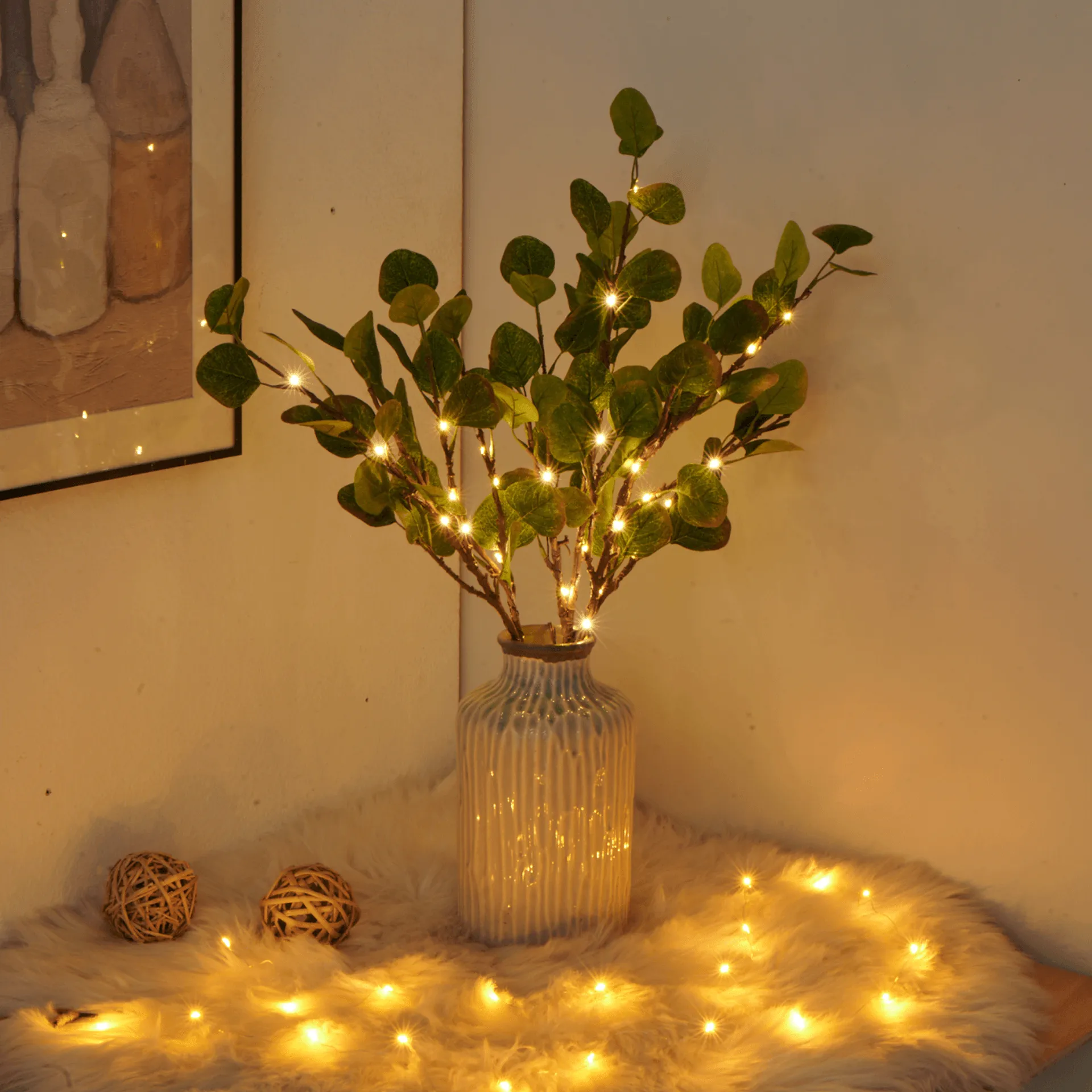 BloomBranch Light - Dekorative Künstliche Eukalyptuszweig LED Lichter