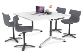 Boardroom Table Premium Indented Chrome Legs Blackjack [1200L x 1200W]