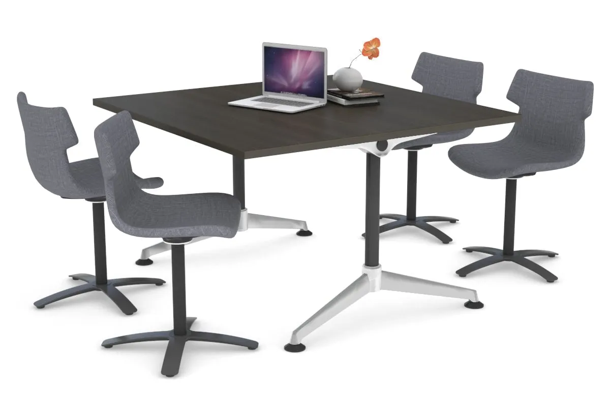 Boardroom Table Premium Indented Chrome Legs Blackjack [1200L x 1200W]