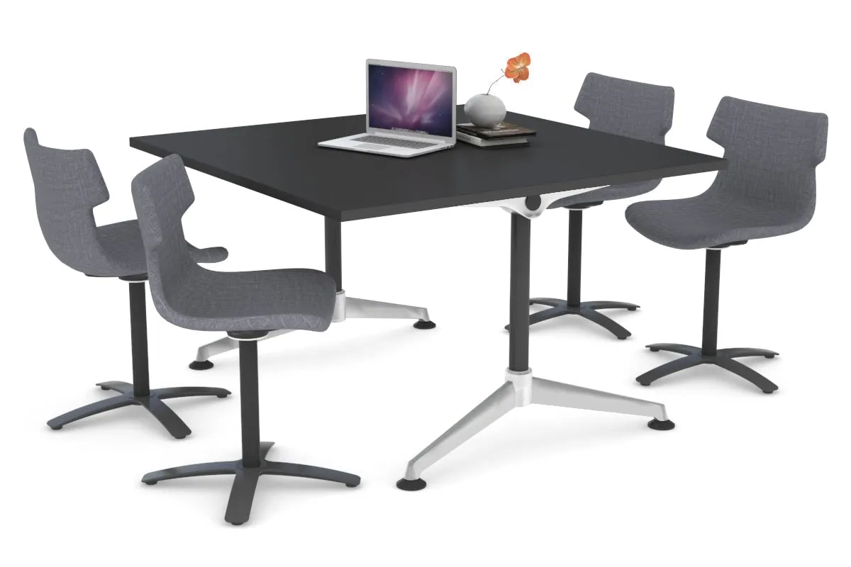Boardroom Table Premium Indented Chrome Legs Blackjack [1200L x 1200W]