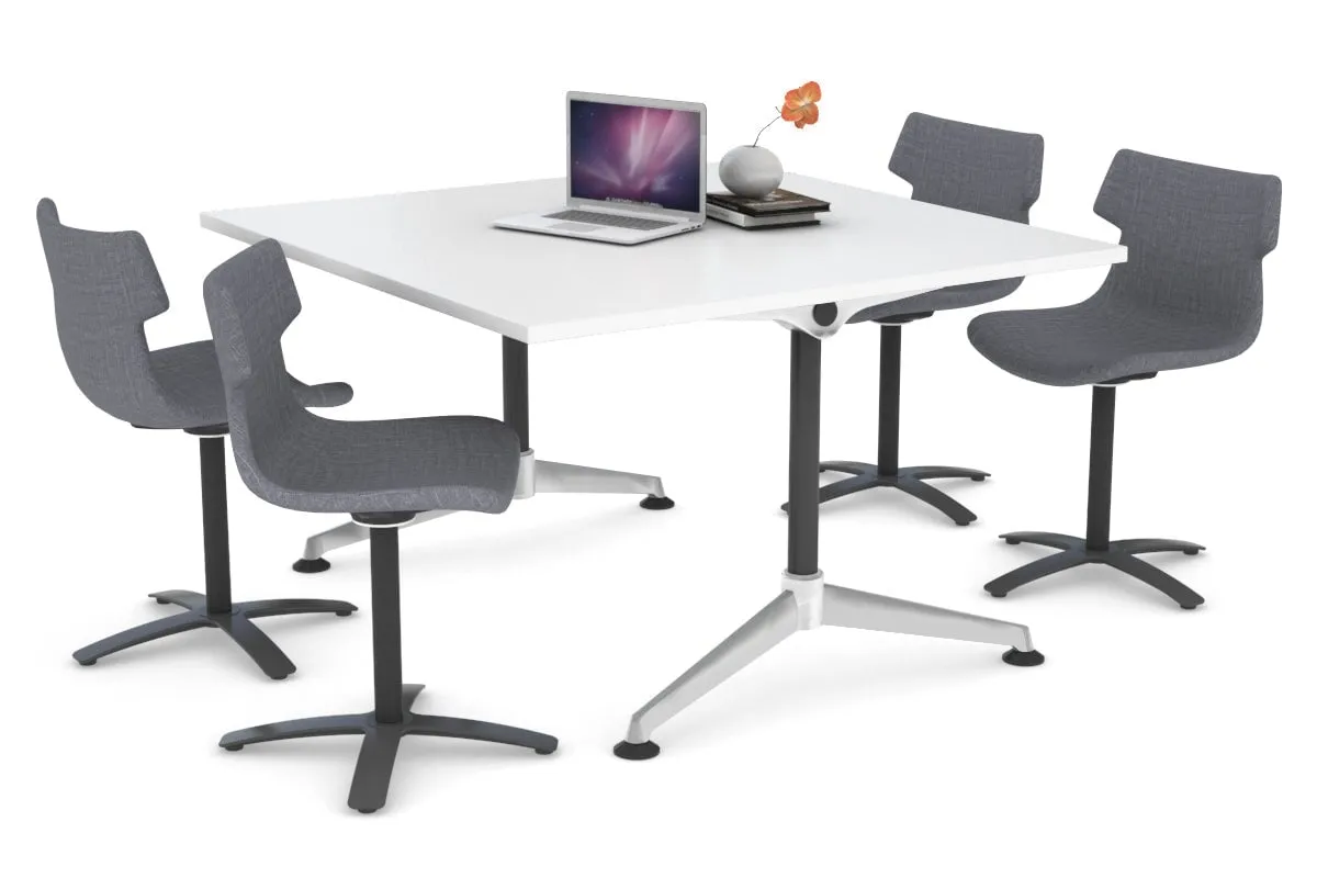 Boardroom Table Premium Indented Chrome Legs Blackjack [1200L x 1200W]