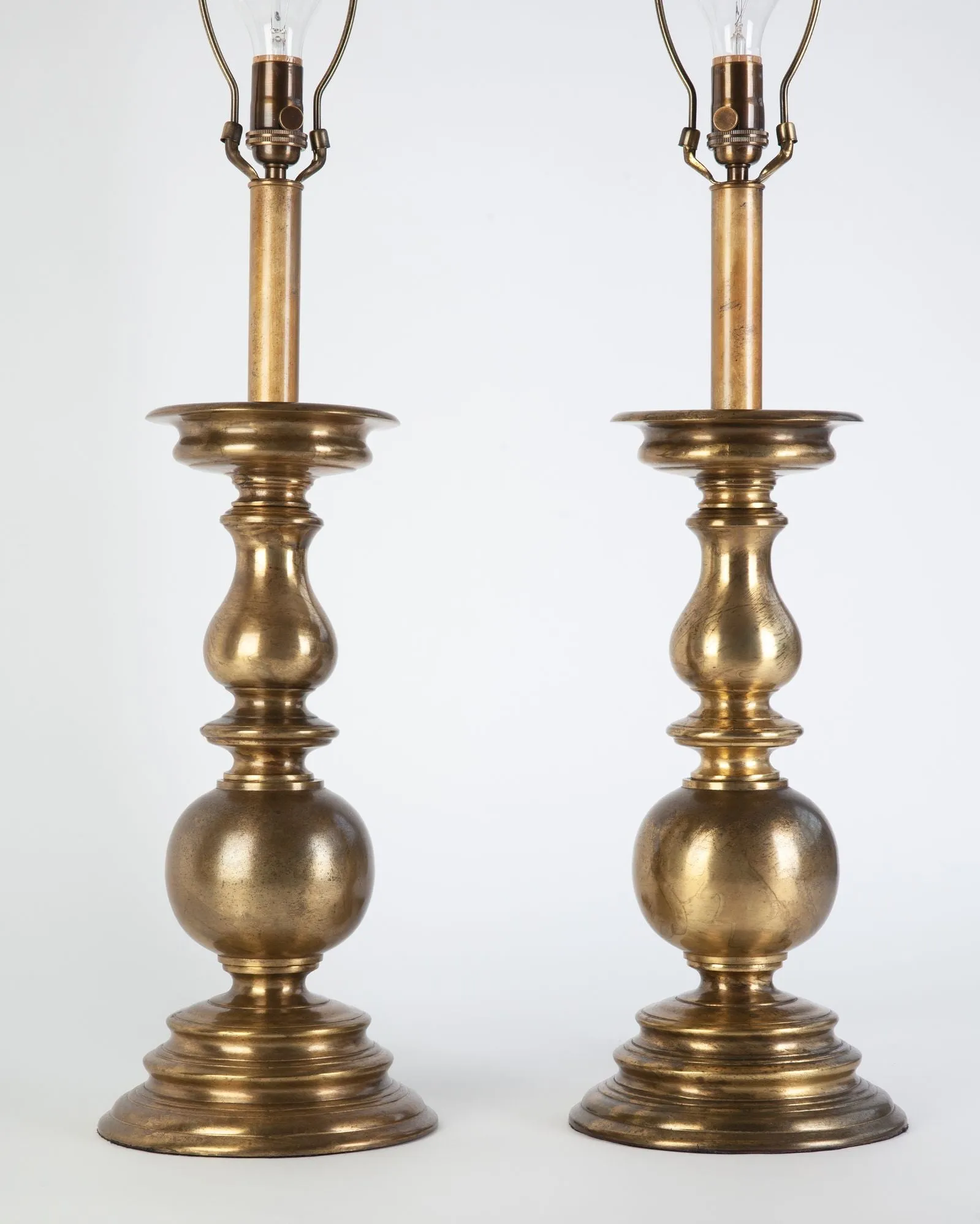Brass Baluster Form Table Lamps by Paul Hanson