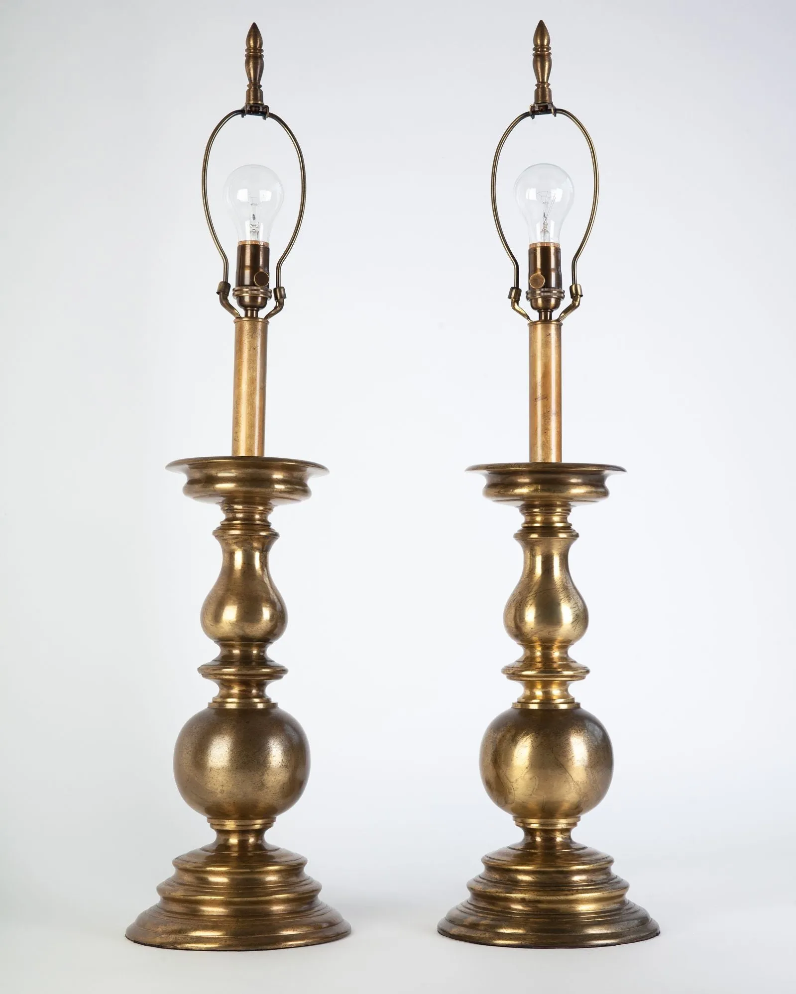 Brass Baluster Form Table Lamps by Paul Hanson