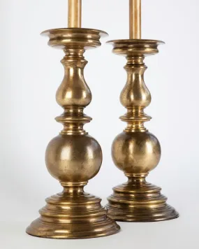 Brass Baluster Form Table Lamps by Paul Hanson